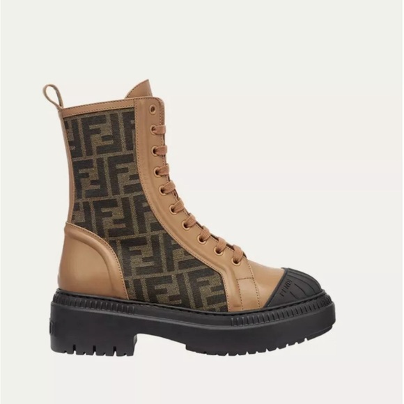 FENDI Women’s Domino FF Lace-Up Biker Booties - Picture 1 of 16